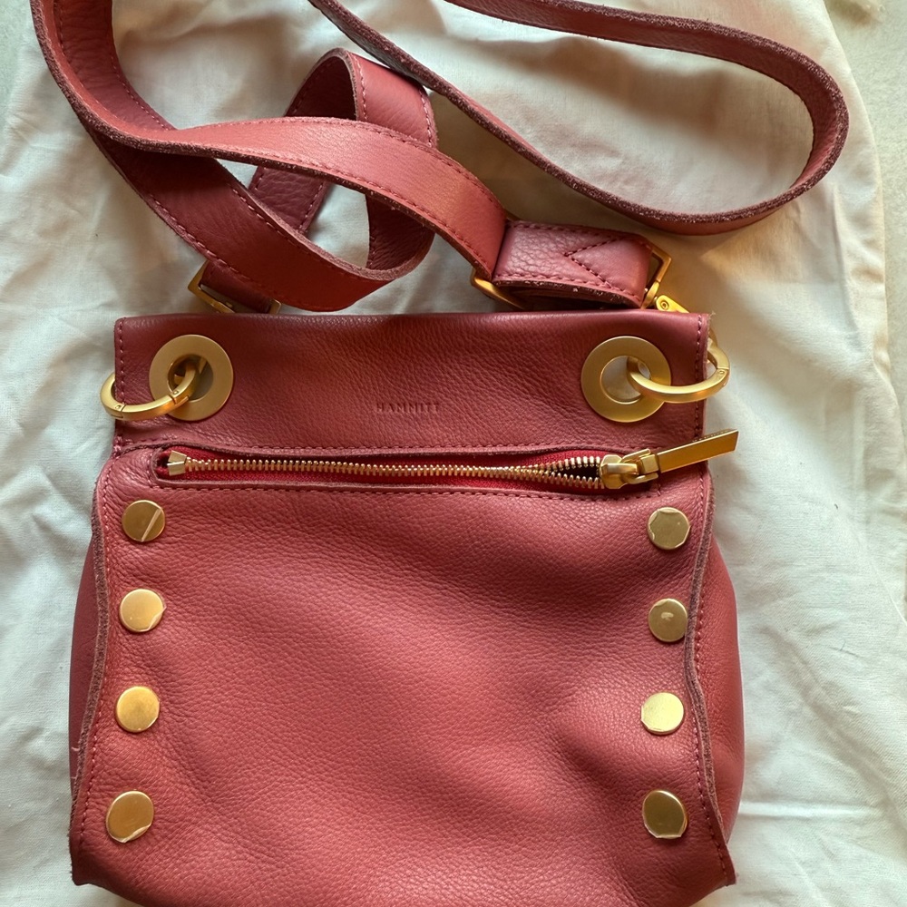 Hammit Pink Leather Crossbody Bag